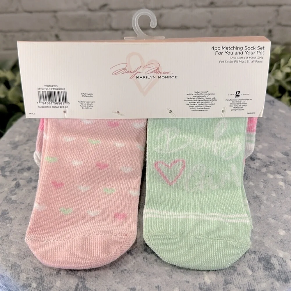Marilyn Monroe 4 pc Matching Sock Set for You and Your Pet - Small Paws 💚NWT